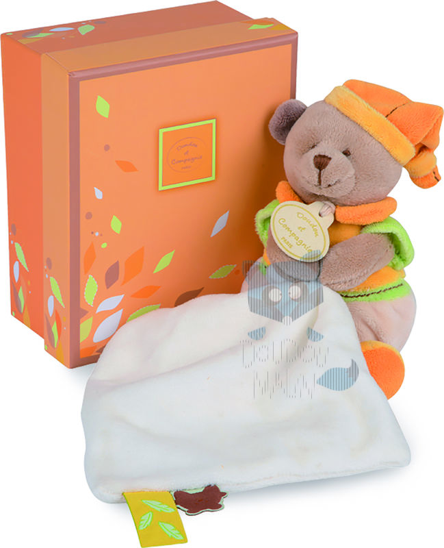  mélis the bear baby comforter orange green 